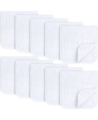Kids 10-Pack Lyra Muslin Burp Cloths Boy, Girl, Soft Cotton Muslin Burping Cloths for Newborn 21"x10