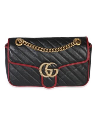 Red Black Calfskin Torchon Small GG Marmont Bag