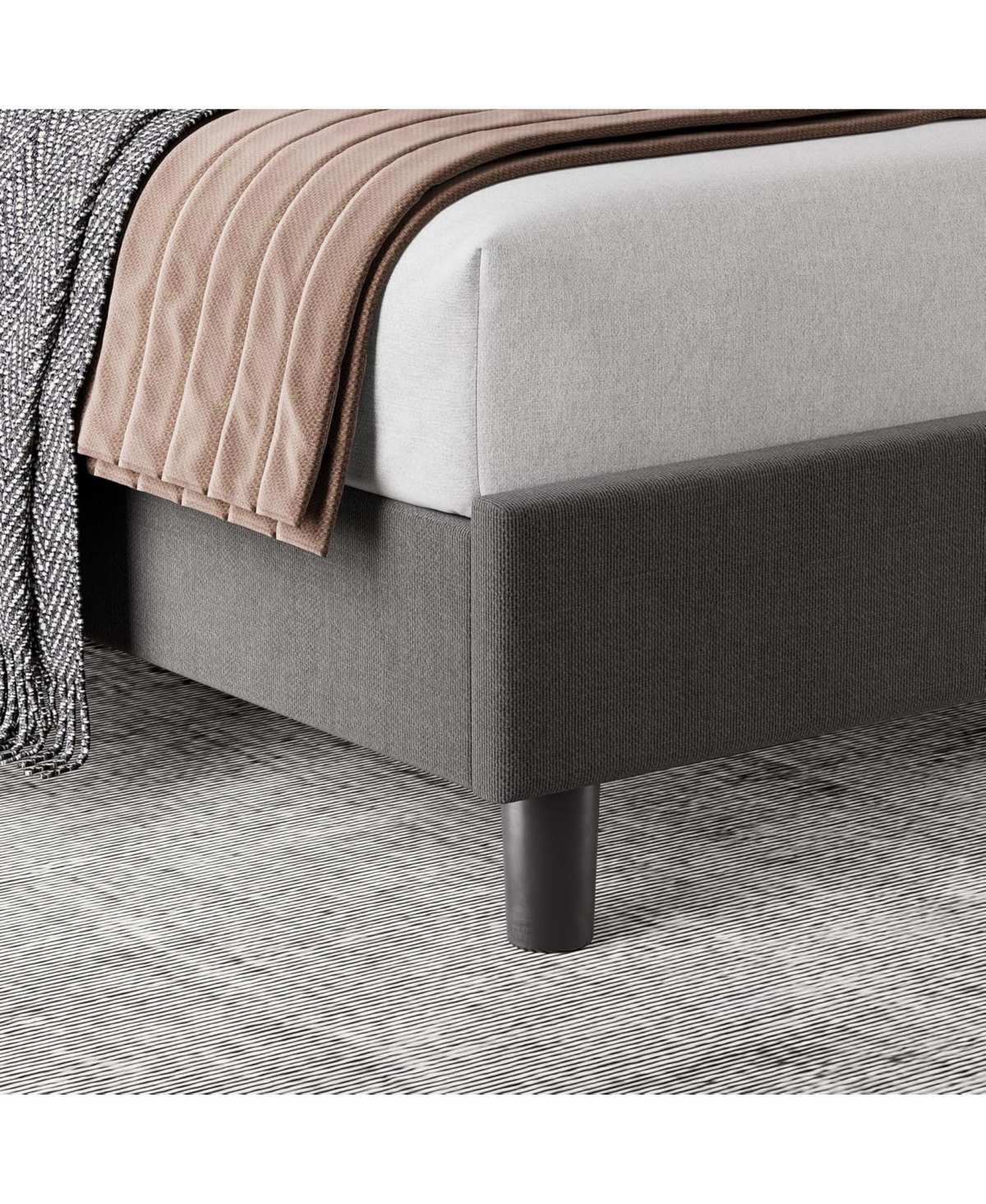 gaomon Bed Frame with Headboard, Strong Wood Slats, No Box Spring Needed, Easy Assembly