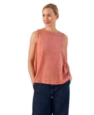 Women's Crew Neck Pleat Back Tank Top