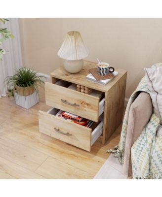 Two Drawer Nightstand Storage Table for Living Room