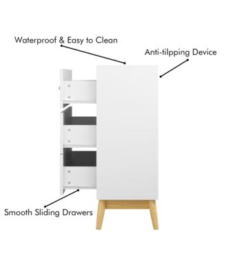 Nordic Style 3-Drawer Dresser, Modern Chest of Drawers with Handles and Solid Wood Base, Organizer for Bedroom