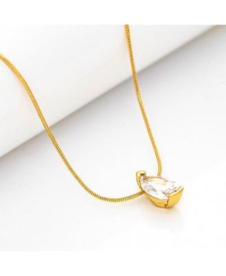 18K Gold Plated Pear Cubic Zirconia Pendant Necklace