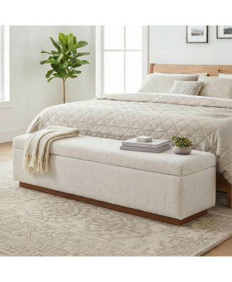 Upholstered Storage Bench Ottoman, Lift-Top Bedroom End Bench