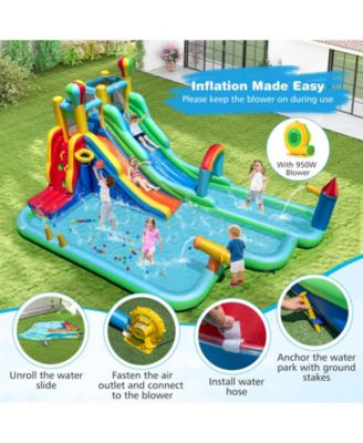 Giant Inflatable Water Slide Park Bounce House with 950W Blower Included