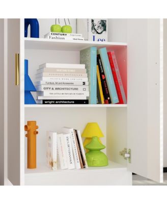 Modern Wooden Accent Bookcase, Sideboard, with Adjustable Shelves