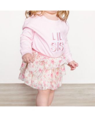 Baby Girls Lil Sis Embroidered Patch Long Sleeve Romper
