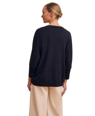 Women's Slouchy V-Neck Pure Wool Jumper