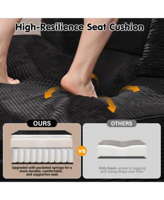 104" No Assembly Required Cloud Sectional Sofa, L-Shape Couch Chaise Lounge with Deep Seat and Wide Armrest for Living Room Bedroom