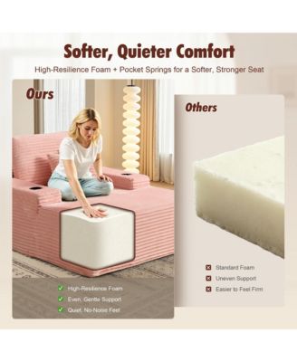 Chaise Lounge Chair, Oversized Plush Upholstered Boneless Sofa Bed, Deep Seat Sleeper Cloud Couch for Living Room, No Assembly Required