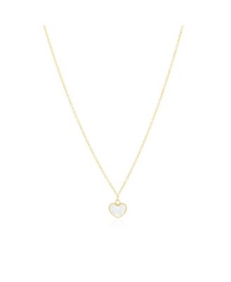 Mini Mother of Pearl Single Heart Necklace 14K Gold