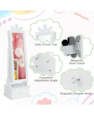 2 in 1 Kids Play Jewelry Armoire with Full Length Mirror