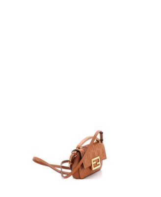 Small Midi Baguette Chain Bag Zucca Embossed Leather