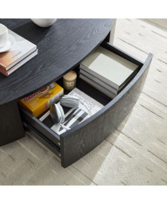 Modern Luxury Oval Coffee Table, Matte  MDF with Storage Drawer for Living Room Accent