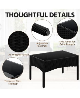 4-Piece Outdoor Reception Set with 1 2-Seat Sofa, 2 Single-Seat Sofa and 1 Coffee Table, Black/Beige