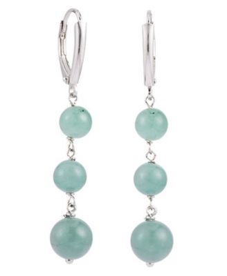 Green Jade Earrings in Sterling Silver