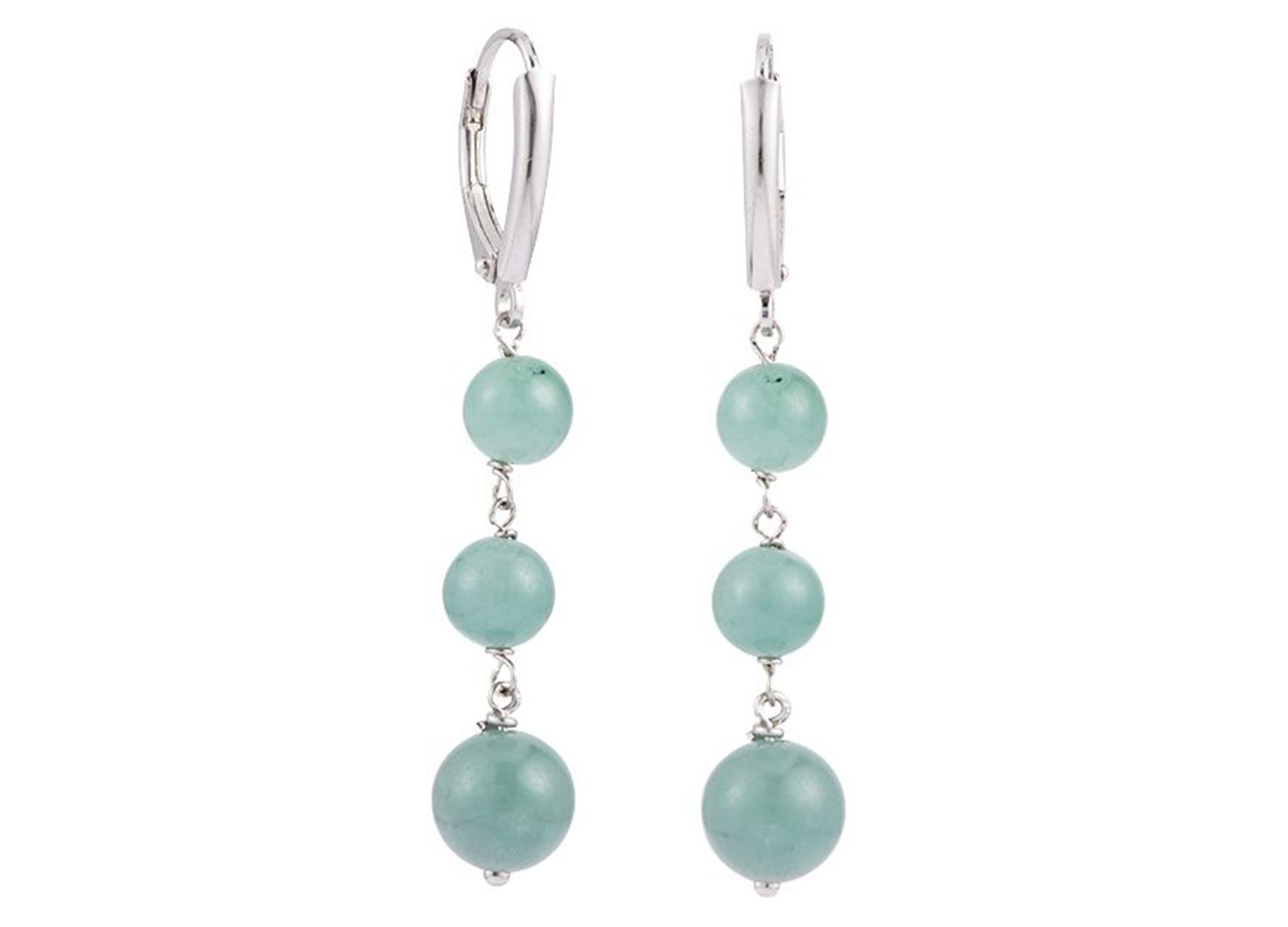 Green Jade Earrings in Sterling Silver