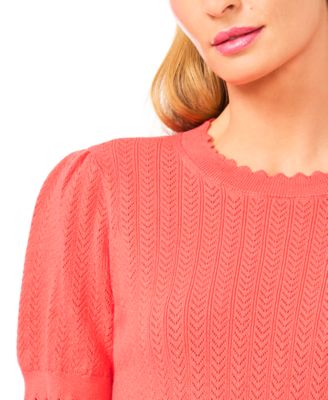 Women's Crew Neck Pointelle Sweater
