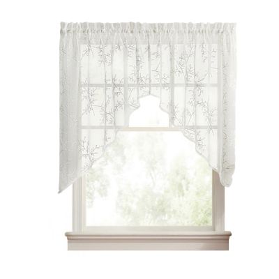 Brewster 100% Polyester Embroidered Sheer Rod Pocket Curtain Panel 52" x 63"