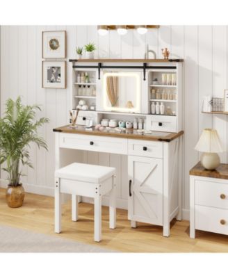 Makeup Vanity Desk with Mirror and Dimmable LED Lights