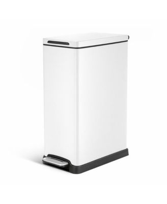 12 Gallon Slim Kitchen Trash Can with Soft Close Lid, Removable Liner, and Bag Tuck Band, Slate Blue