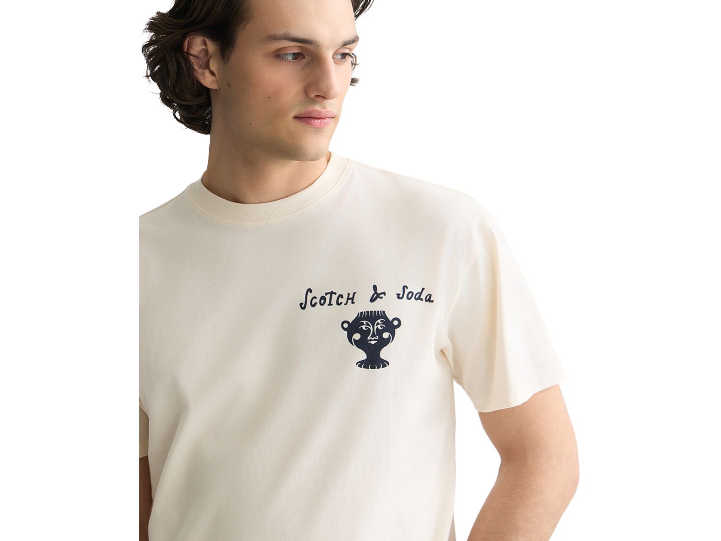 Мужская футболка SCOTCH & SODA Short-Sleeve Handpainted Graphic, цвет: Сливочный — фото 4