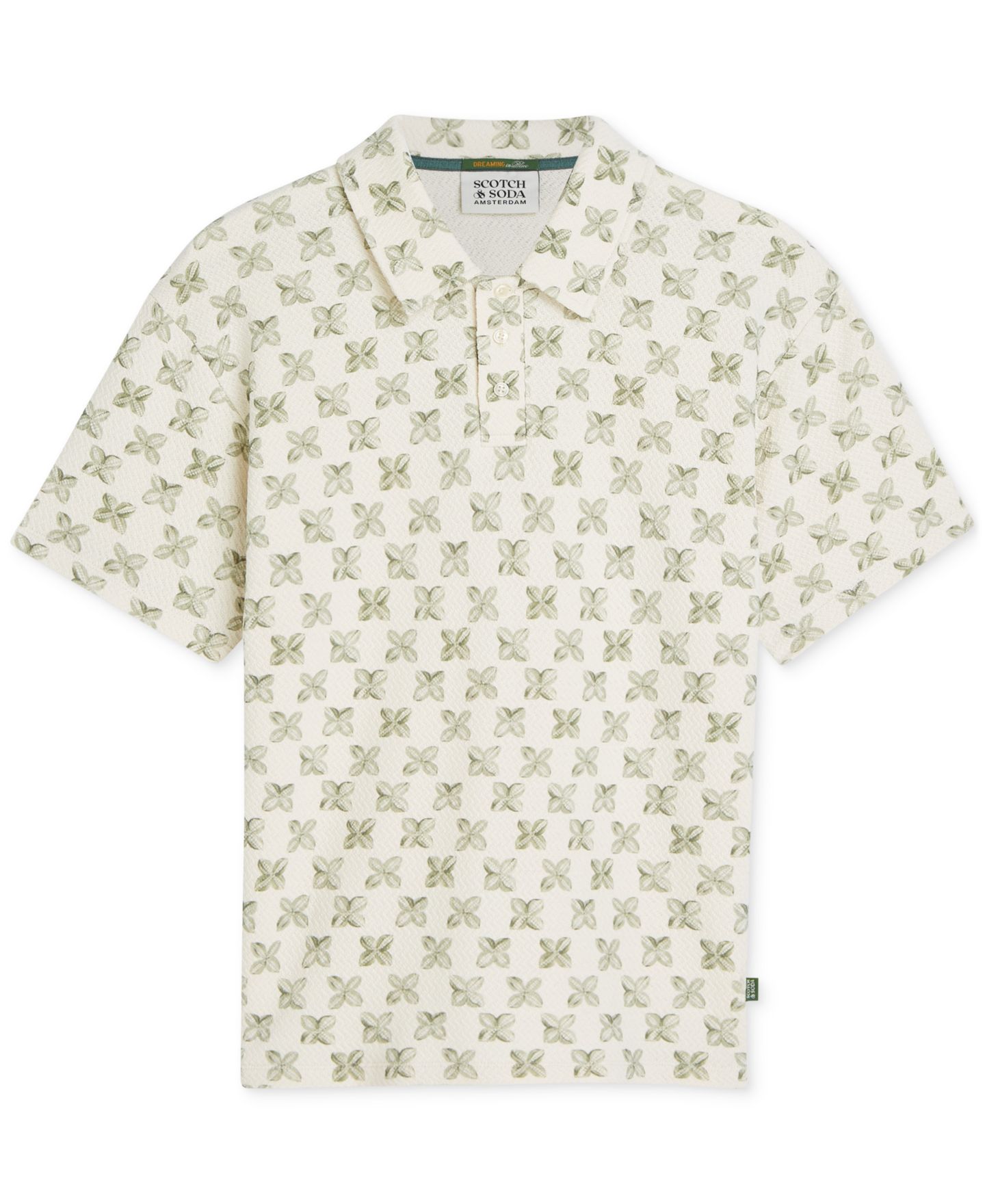 Мужское поло SCOTCH & SODA Printed Short-Sleeve Polo, цвет: Оливковый ночной — фото 5