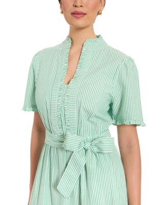 Petite Fit & Flare Slit Neck Tiered Maxi Dress