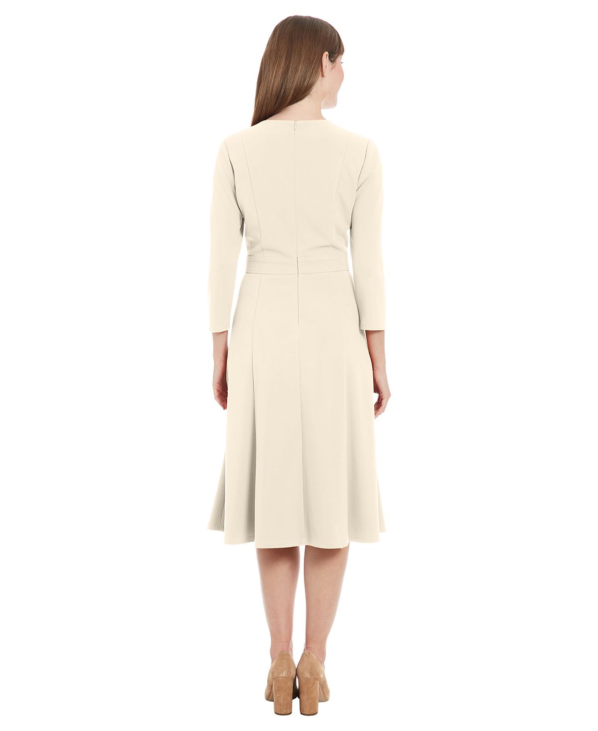 London Times Petite 3/4-Sleeve Crewneck Midi Dress view 3 — MAYCSS fashion products