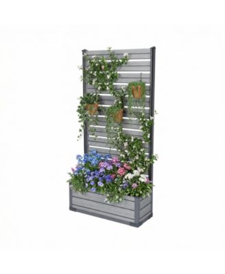 Patio Privacy Screen with Planter Box for Climbing Plants, Freestanding or Wall Mounted Flower Bed with Privacy Panels
