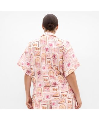 Women's Plus Size Postcard Soiree Print Shirt