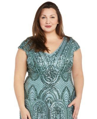 Plus Size V-Neck Beaded Dress