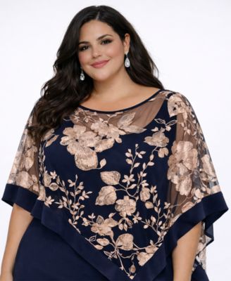 Plus Size Floral Embroidered Top and Pants, 2-Piece Set