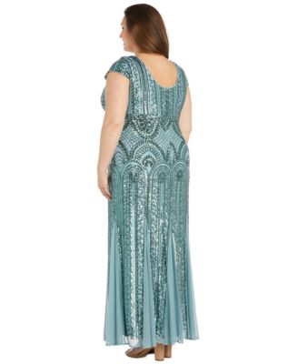 Plus Size V-Neck Beaded Dress