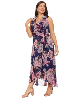 Plus Size Ruffled Chiffon Maxi Dress