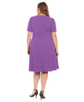 Plus Size Fit & Flare Scuba Crepe Midi Dress