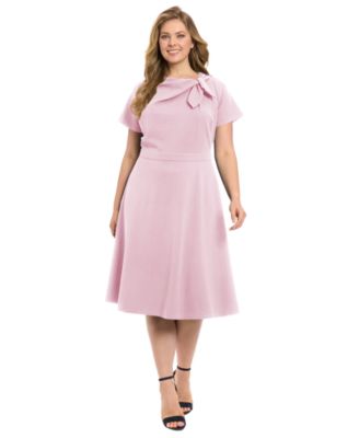Plus Size Tie-Neck Fit & Flare Dress