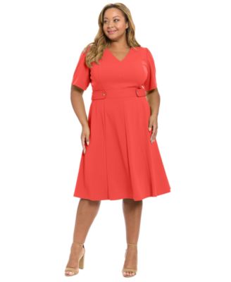 Plus Size Short-Sleeve V-Neck Dress