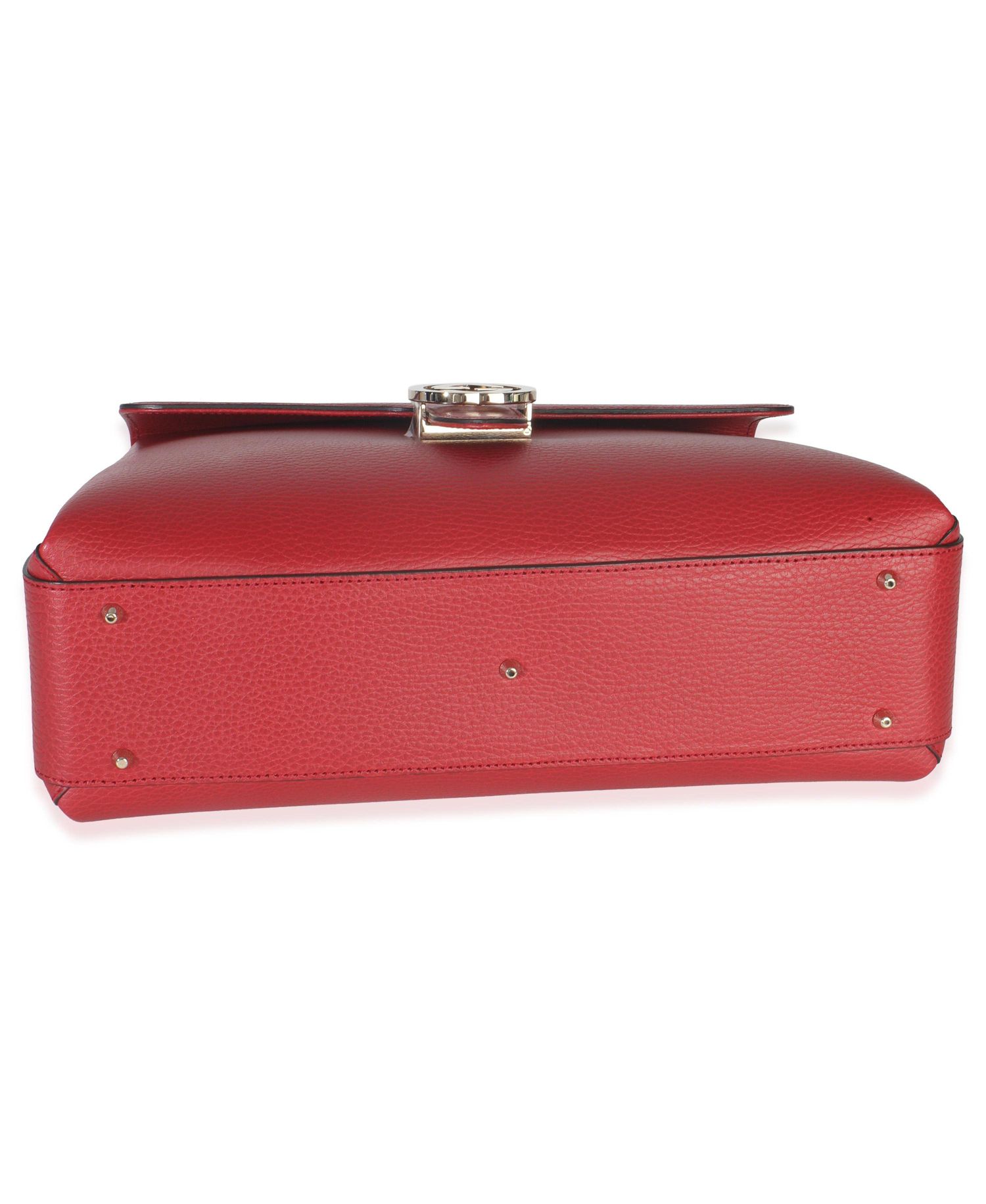 Red Dollar Calfskin Medium Interlocking G Top Handle Bag