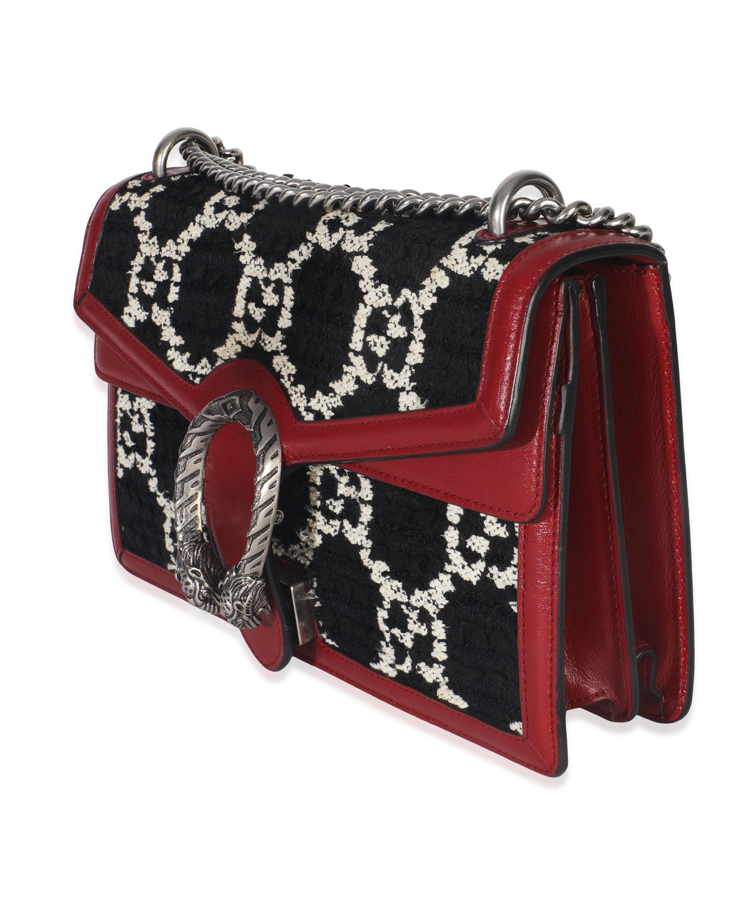 Black White Red Tweed GG Monogram Medium Dionysus Shoulder Bag