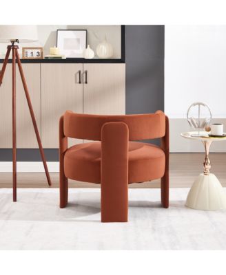 Velvet Accent Chair, Mid-Century Modern Armchair with Wooden Legs and Adjustable Foot Nails for Living Room, Home Office, Bedroom