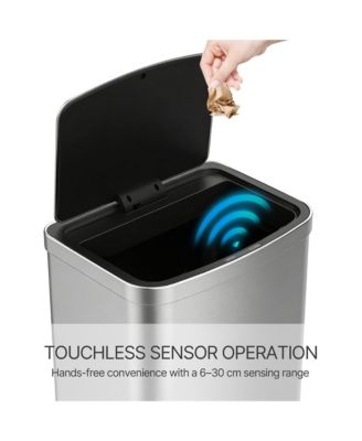 13 Gallon Stainless Steel Indoor Touchless Sensor Soft-Close Lid Trash Can