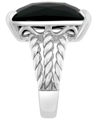 Onyx Octagon Ring in Sterling Silver