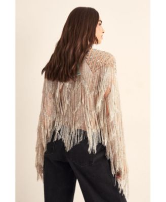 Women's Embellished Tassel Zig Zag Jacket