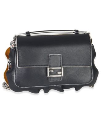 Black Pink Leather Wave Double Micro Baguette