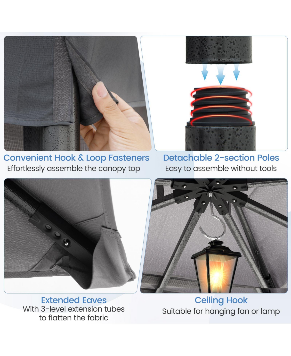 Gymax 10 x 12 Ft Patio Gazebo w/ Netting Walls Soft Top Double Roof Canopy w/ 4 Sandbags