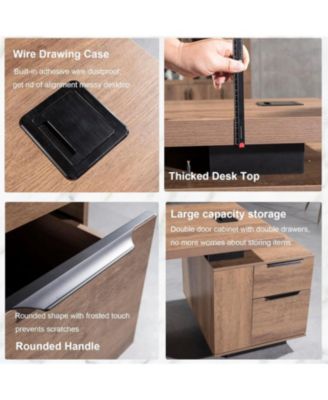 Modern Width Adjustable Home office Desk with Storage Cabinet