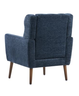 Chenille Accent Chair, Modern Upholstered Armchair with Waist Pillow and Tapered Wooden Legs for Living Room, Small Space