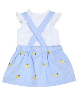 Baby Girls' Short Sleeve Bodysuit and Poplin Yarn Dye Stripe Skirtall, 2-Piece Set