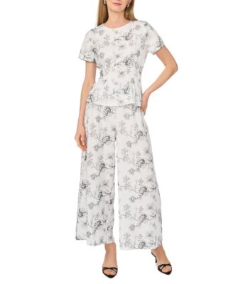 Women's Short-Sleeve Pleated-Waist Blouse